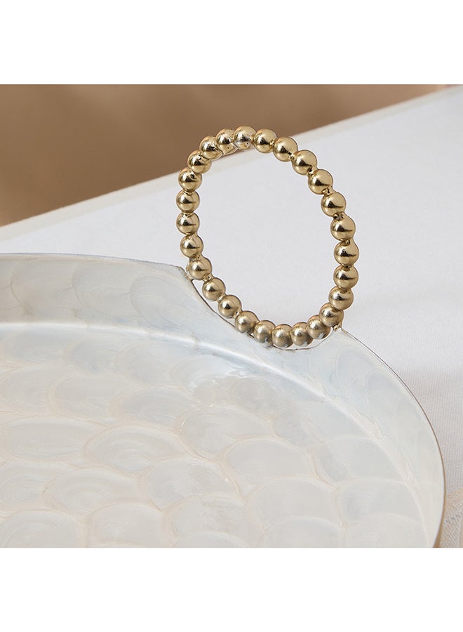 Home Box Lera Shell Enamel Tray with Handle - Gold - Image 3